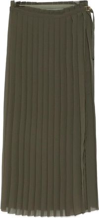 Ami Olive Green Pleated Midi Skirt