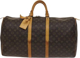 Louis Vuitton Keepall Bandouliere 55 Brown Canvas Travel Bag (Pre-Owned)