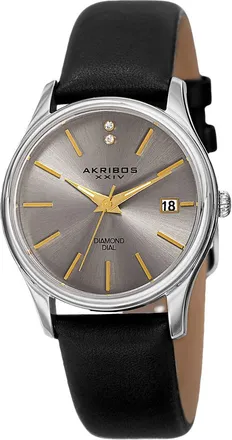 Akribos XXIV Akribos Xxiv Womens Leather Diamond Watch