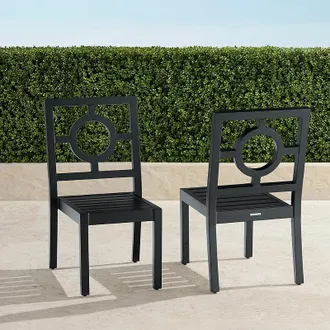 Frontgate Set of 2 Winhill Dining Side Chairs in Jet Black Aluminum - Frontgate