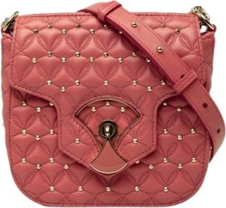 Bulgari Pre-owned Vintage Quilted Crossbody Bag - Dames - Vintage Schoudertas - Roze - ONE Size - Leer - Vintage