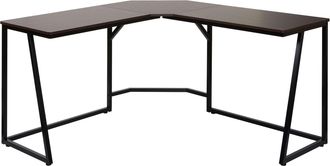 Hhg Hhg - Escritorio Esquinero 750, Mesa De Trabajo Para Ordenador, Certificado Mvg 76x140x140cm, Mdf Metal, Marr&oacute;n Oscuro
