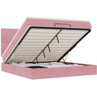 vidaXL Vidaxl - Estructura De Cama Otomana Colchones Terciopelo Rosa 160x200cm
