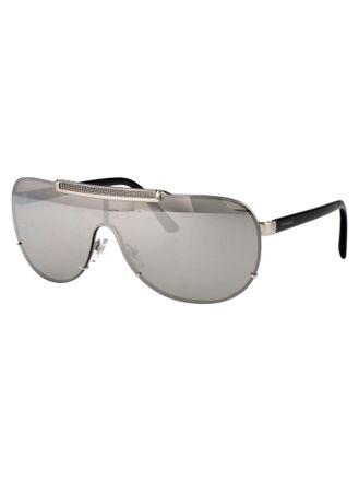 Versace 0VE2140 Visor-Style Silver Metal Sunglasses - Silver