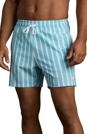 Rhone R and R Wide Stripe Swim Trunks in Belize Blue Wide Stripe at Nordstrom, Size Xx-Large