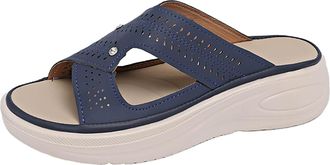 Generic Ladies Wedge Sandals Open Toe Slip On Shoes Hollow Thick Sole Stylish Casual Comfortable Breathable Orthopedic Sandals Walking Beach