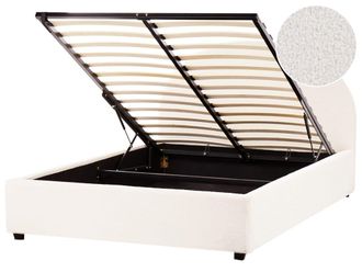 Beliani Cama matrimonial de tejido blanco 140x200