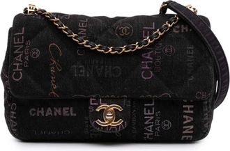 Chanel Borsa a tracolla Mood media in denim trapuntato 2021-2025 - Nero