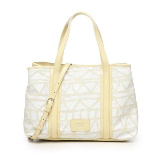 V° 73 Geometric Pattern Tote Bag in Beige