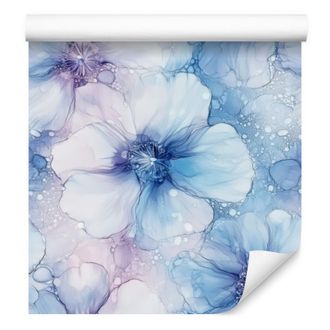 OEM Carta Da Parati Ink Nei Colori Azzurro, Blu, Grigio Chiaro E Bianco, 50x1000 Cm