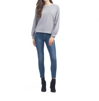 Papillon Lurex Infused Dolman Sleeve Top In Light Grey