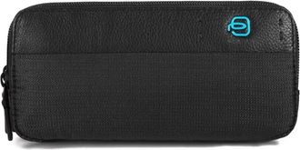 Piquadro Zwarte leren en stoffen tas - Dames - Clutches - Zwart - ONE Size - Katoen - Tassen