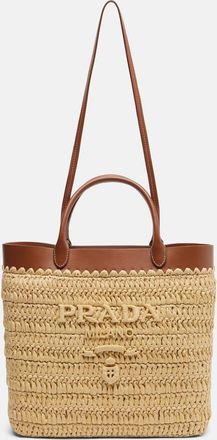 Prada Small crochet raffia tote bag