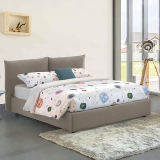 Talamo Italia Talamo Italia - Dmora - Cama Matrimonial Dbrunor, Cama Contenedor Con Revestimiento De Tela, 100% Made In Italy, Apertura Frontal, Con Colch&oacute;n Cm 160x