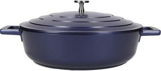 MasterClass Cacerola Poco Profunda Con Tapa 4 Litros/28 Cm, Aluminio Fundido Ligero, Apta Para Horno Y Placa De Inducci&oacute;n, Azul