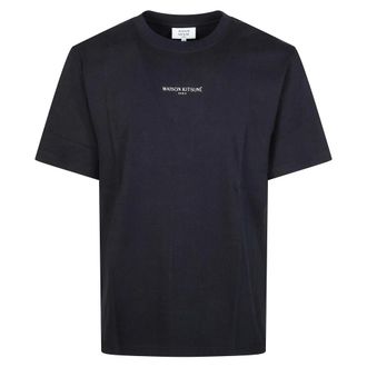 Maison Kitsun&eacute; T-Shirts, male, Black, Size: L T-shirt MM Over Logo Paris
