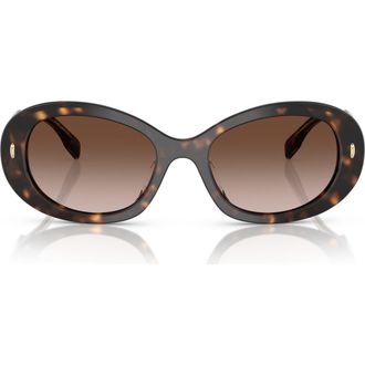Tory Burch 53mm Gradient Oval Sunglasses in Tortoise at Nordstrom