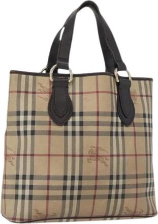 Burberry Pre-owned Tote Bag - Dames - Vintage Shopper - Beige - ONE Size - Leer - Vintage