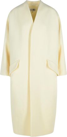 Maison Margiela Milk White Virgin Wool Blend Coat