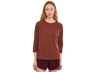 Smartwool Mountain Bike 3/4 Sleeve Jersey Womens Clothing Burnt Sienna Heather : SM, Polyester/Wool