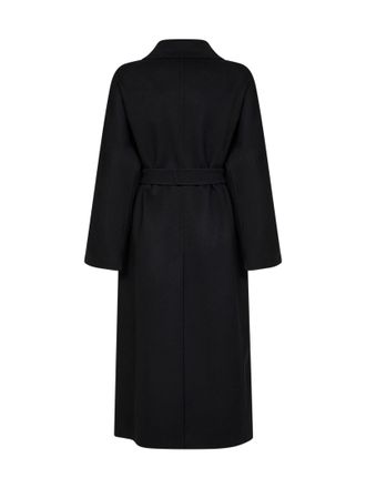 Max Mara Womens Wrap Coat Smmpenelope Black Virgin Wool