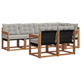 vidaXL Conjunto De Sof&aacute;s De Exterior 7 Pcs Gris Natural Y Claro Vidaxl