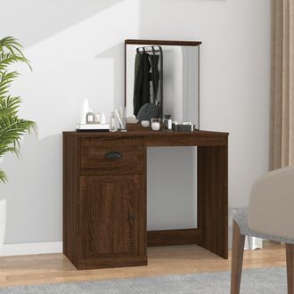 vidaXL Vidaxl - Tocador Espejo Madera Contrachapada Roble Marr&oacute;n 90x50x132,5 Cm