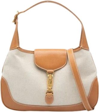 Gucci Pre-owned Shoulder Bags, female, Beige, Size: ONE SIZE Pre-owned Canvas Shoulder Bag