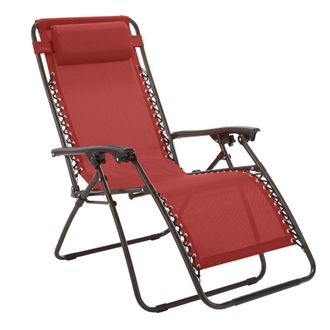 Trade Shop Trade Shop - Sedia Sedia In Textilene Rosso Pieghevole Multiposizione Reclinabile Giardino 221001