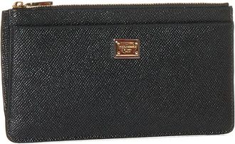 Dolce & Gabbana Womens Large Black Dauphine Leather Card Case Calf Wallets & Purses