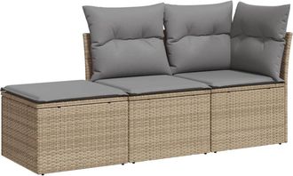 vidaXL Juego De Sof&aacute;s De Jard&iacute;n Con Cojines Beige 3 Pzas Rat&aacute;n Pe Vidaxl