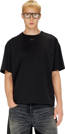 Diesel Relaxed cotton T-shirt with Oval D embroidery - T-Shirts - Man - Black