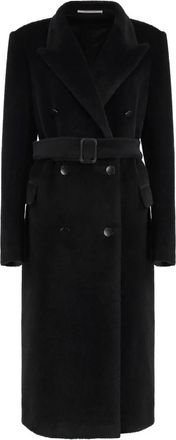 Tagliatore Long Coat - Dames - Jas met riem - Zwart - S - Rayon - Jassen