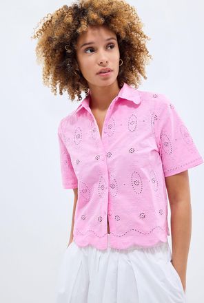 Contemporaine Womens Scalloped collar broderie anglaise shirt