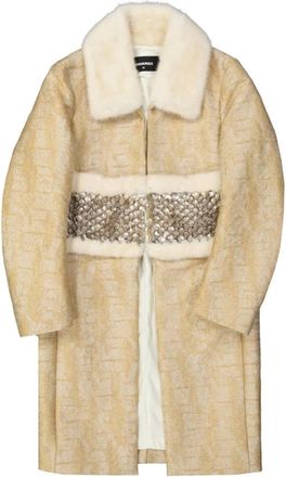 Dsquared2 Jas met Kristallen - Dames - Mantel - Beige - S - Leer - Jassen