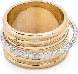Yvonne Léon 9kt yellow and white gold Bague Semainier diamond ring - women - 9kt Yellow Gold/Grey Diamond/9kt White Gold - 54