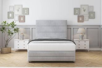 Comfort Beds Zoya Naples Divan Set 2 Drawers-26 Headboard-Footboard in Silver | Size: Single