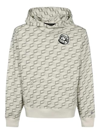 Billionaire Boys Club logo-patch geometric-pattern hoodie - Grey