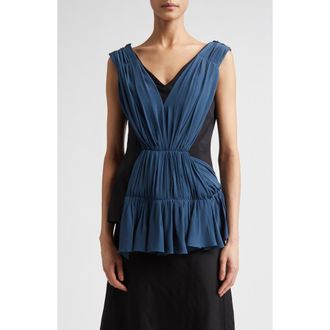 Marni Colorblock Asymmetric Draped Top in 00N99Black at Nordstrom, Size 2 Us