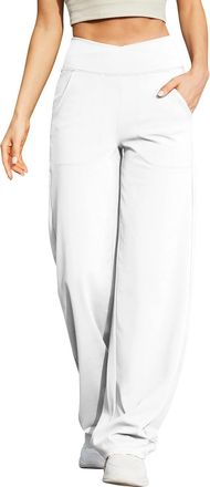 Generic Yoga Pants for Women UK Wide Leg Trousers Ladies Crossover High Waisted Work Gym Straight Leg Elastic Waist Office Dress Casual Sweatpants Yoga Leggin