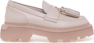 Santoni Tassel Loafer - Dames - Loafers - Beige - 37 EU - Leer - Schoenen