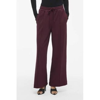 Vila wide leg high waist casual broek donkerrood