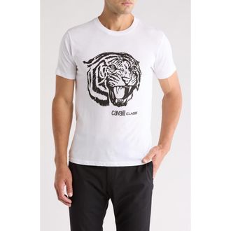 Cavalli Stretch Cotton Graphic T-Shirt in White at Nordstrom Rack, Size Medium