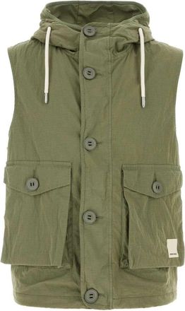 Emporio Armani Groene katoenmix vest - Heren - Bodywarmers - Groen - XL - Katoen - Jassen