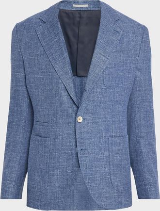 Brunello Cucinelli Mens Silk, Linen and Cashmere Single-Breasted Blazer