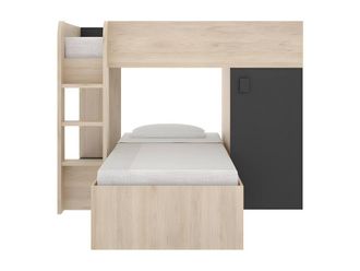Vente-Unique Reversible Corner Bunk Beds With Storage - 2 X 90 X 190 Cm - Oak and in Grey | Size: Single