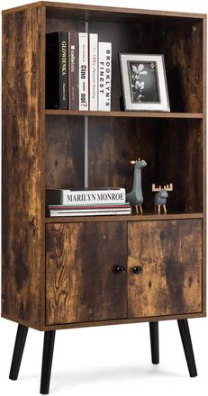 Costway Costway - Aparador Vintage Con Estantes Y Puerta Estanter&iacute;a Librer&iacute;a Mueble Para Hogar Oficina Sal&oacute;n Marr&oacute;n