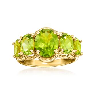 Ross-Simons Peridot 5-Stone Ring in 18kt Gold Over Sterling