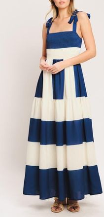 Flying Tomato Stripe Fit & Flare Maxi Dress in Off White/Blue at Nordstrom, Size Small