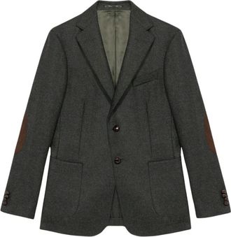 Brooks Brothers Regular Fit wollen blazer met elleboogstukken - Heren - Blazers - Groen - 2XL - Wol - Jassen